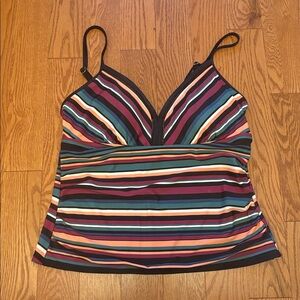 Kona Sol Multicolor Striped V-Neck Camisole Tankini Swim Top